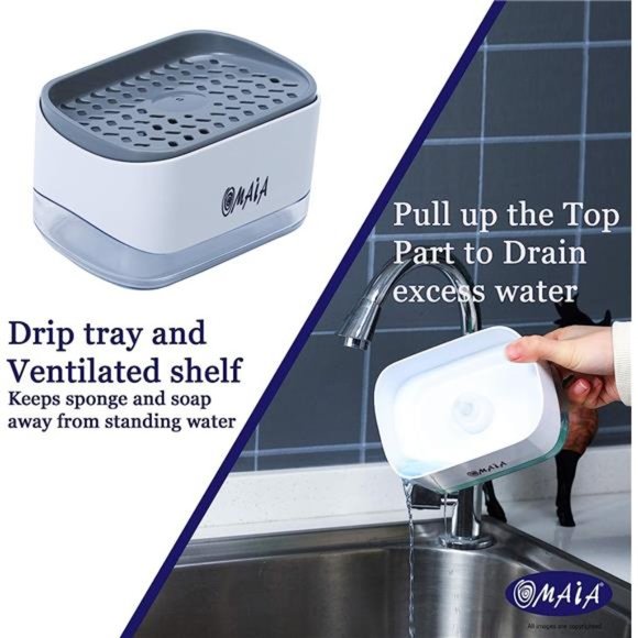 2-in-1 Kitchen Soap Dispenser with Sponge Holder - dishwashing Liquid Dispenser - Picture 4 of 6